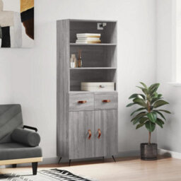 Berkfield Highboard Grey Sonoma 69.5X34X180 Cm Engineered Wood - thumbnail 1