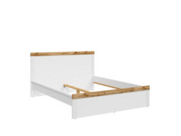 Impact Furniture King Size Bed Frame With Solid Wood 160Cm Euro Slats Headboard White And Oak Effect Scandi Holten - thumbnail 4
