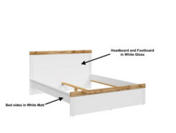 Impact Furniture King Size Bed Frame With Solid Wood 160Cm Euro Slats Headboard White And Oak Effect Scandi Holten - thumbnail 5