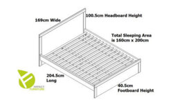Impact Furniture King Size Bed Frame With Solid Wood 160Cm Euro Slats Headboard White And Oak Effect Scandi Holten - thumbnail 6