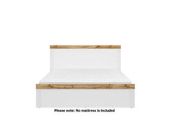 Impact Furniture King Size Bed Frame With Solid Wood 160Cm Euro Slats Headboard White And Oak Effect Scandi Holten - thumbnail 2