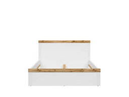 Impact Furniture King Size Bed Frame With Solid Wood 160Cm Euro Slats Headboard White And Oak Effect Scandi Holten - thumbnail 3