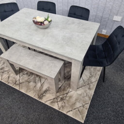 Kosy Koala Grey Kitchen Dining Table, 4 Black Tufted Velvet Chairs And 1 Bench Dining Set - thumbnail 9