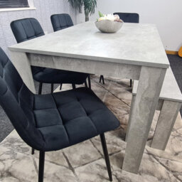 Kosy Koala Grey Kitchen Dining Table, 4 Black Tufted Velvet Chairs And 1 Bench Dining Set - thumbnail 3