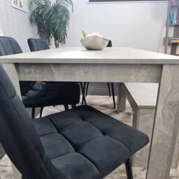 Kosy Koala Grey Kitchen Dining Table, 4 Black Tufted Velvet Chairs And 1 Bench Dining Set - thumbnail 6