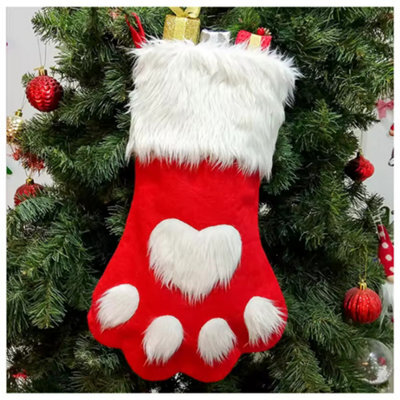 Woodside Home Living Pet Paw Christmas Stocking - Red - image 1