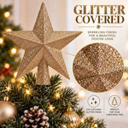 Decoris Caramel Brown Christmas Tree Topper Star Plastic Glitter - thumbnail 4