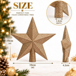 Decoris Caramel Brown Christmas Tree Topper Star Plastic Glitter - thumbnail 3