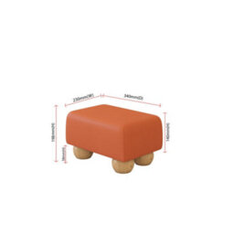 Mango Orange Natural Wood Bun Feet Faux Leather Small Footstool  Handmade Uk By Footstools Direct - thumbnail 2