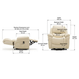 More4Homes Madison Dual Motor Electric Riser Rise Recliner Bonded Leather Armchair Electric Lift Chair (Cream) - thumbnail 9