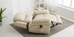 More4Homes Madison Dual Motor Electric Riser Rise Recliner Bonded Leather Armchair Electric Lift Chair (Cream) - thumbnail 8