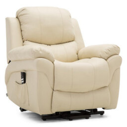 More4Homes Madison Dual Motor Electric Riser Rise Recliner Bonded Leather Armchair Electric Lift Chair (Cream) - thumbnail 2