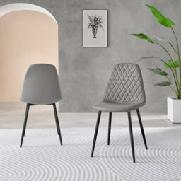 Furniturebox Carson 4 Seater White Marble Effect Rectangular Scratch Resistant Dining Table With 4 Grey Corona Faux Leather Black Leg Chairs - thumbnail 6
