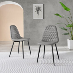 Furniturebox Carson 4 Seater White Marble Effect Rectangular Scratch Resistant Dining Table With 4 Grey Corona Faux Leather Black Leg Chairs - thumbnail 5