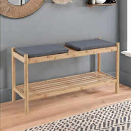 BMBO Wooden Shoe Storage Bench With 2 Cushioned Seat - thumbnail 4