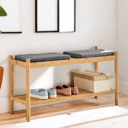 BMBO Wooden Shoe Storage Bench With 2 Cushioned Seat - thumbnail 2