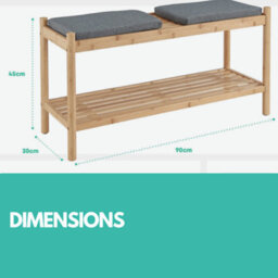 BMBO Wooden Shoe Storage Bench With 2 Cushioned Seat - thumbnail 7