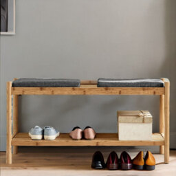 BMBO Wooden Shoe Storage Bench With 2 Cushioned Seat - thumbnail 5