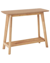 Wyld And Coco Aurahome Console Table, Light Brown Mdf Top With Rubberwood Legs, 90 X 40 X 75 Cm - thumbnail 3
