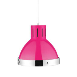 Orsina Hot Pink Finish Chrome Bell Shaped Pendant Light, Bright Contemporary Ceiling Fixture, Modern Pendant Lamp