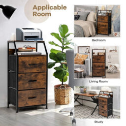 3-Drawer Bedroom Nightstand Bed Side Table Organizer Unit Cabinet Dresser - thumbnail 6