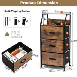 3-Drawer Bedroom Nightstand Bed Side Table Organizer Unit Cabinet Dresser - thumbnail 2
