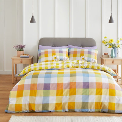 Gc Gaveno Cavailia Sunshine Checkered Duvet Cover Bedding Set Multi King 3Pc With Reversible Checked Printed Quilt Cover - image 1