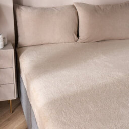 Ohs Teddy Fleece Fitted Bed Sheet Soft Thermal Warm, Stone - Single - thumbnail 3