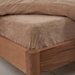 Ohs Teddy Fleece Fitted Bed Sheet Soft Thermal Warm, Stone - Single