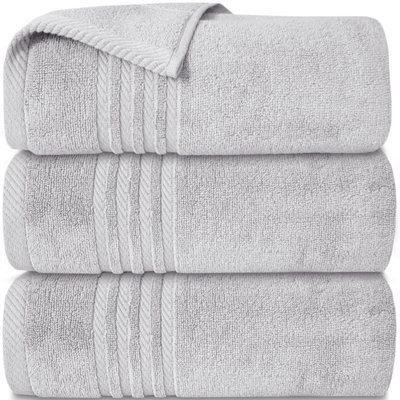 Casabella Towels 3 Pack Bath Sheets Large Bath Towel 80X140 Cm 100% Zero-Twist Cotton Highly Absorbent Towelswhite - image 1