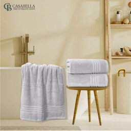 Casabella Towels 3 Pack Bath Sheets Large Bath Towel 80X140 Cm 100% Zero-Twist Cotton Highly Absorbent Towelswhite - thumbnail 8