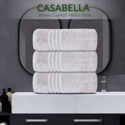 Casabella Towels 3 Pack Bath Sheets Large Bath Towel 80X140 Cm 100% Zero-Twist Cotton Highly Absorbent Towelswhite - thumbnail 7