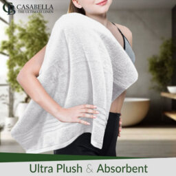 Casabella Towels 3 Pack Bath Sheets Large Bath Towel 80X140 Cm 100% Zero-Twist Cotton Highly Absorbent Towelswhite - thumbnail 9
