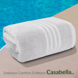 Casabella Towels 3 Pack Bath Sheets Large Bath Towel 80X140 Cm 100% Zero-Twist Cotton Highly Absorbent Towelswhite - thumbnail 3
