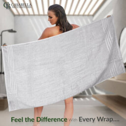 Casabella Towels 3 Pack Bath Sheets Large Bath Towel 80X140 Cm 100% Zero-Twist Cotton Highly Absorbent Towelswhite - thumbnail 5