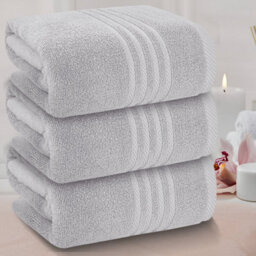 Casabella Towels 3 Pack Bath Sheets Large Bath Towel 80X140 Cm 100% Zero-Twist Cotton Highly Absorbent Towelswhite - thumbnail 2