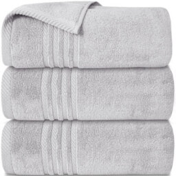 Casabella Towels 3 Pack Bath Sheets Large Bath Towel 80X140 Cm 100% Zero-Twist Cotton Highly Absorbent Towelswhite - thumbnail 1