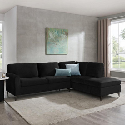 Home Detail Alyssum Right-Hand Facing Corner Sofa, Black Velvet - image 1