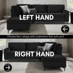 Home Detail Alyssum Right-Hand Facing Corner Sofa, Black Velvet - thumbnail 4