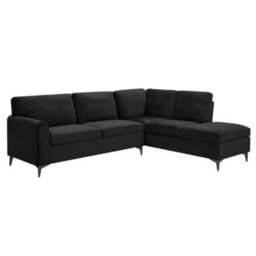Home Detail Alyssum Right-Hand Facing Corner Sofa, Black Velvet - thumbnail 3