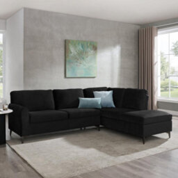 Home Detail Alyssum Right-Hand Facing Corner Sofa, Black Velvet - thumbnail 1