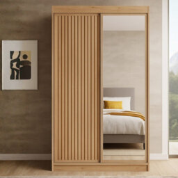 Delia 120 Sliding Wardrobe With Slats Artisan - thumbnail 1