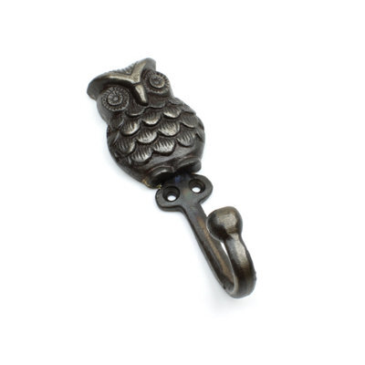 Oakcrafts - Antique Cast Iron Decorative Owl Hook - 165mm X 70mm - image 1
