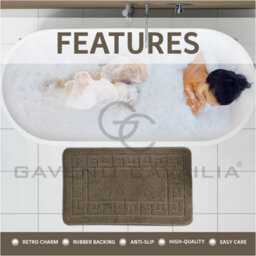 Gc Gaveno Cavailia Grecian Grace 2 Piece Non Slip Bath Mat Set Mocha Quick Dry Water Absorbent Bathroom Shower Mat & Pedestal Set - thumbnail 3