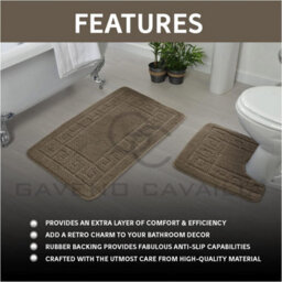 Gc Gaveno Cavailia Grecian Grace 2 Piece Non Slip Bath Mat Set Mocha Quick Dry Water Absorbent Bathroom Shower Mat & Pedestal Set - thumbnail 4