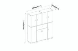 Urbn-Living Urbnliving Height 140Cm 8 Door & 12 Shelf Oak Bookshelf 1 Drawer Storage Cabinet Bookcase Cupboard Display - thumbnail 6