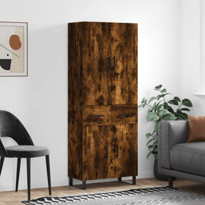 Berkfield Highboard Smoked Oak 69.5X34X180 Cm Engineered Wood - image 1