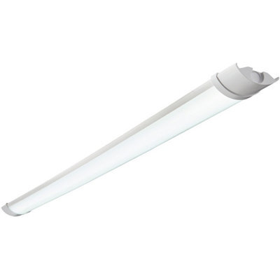 4Ft Ip65 Flush Batten Light - 18W Daylight White Led - Opal & Gloss White Pc - image 1