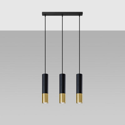 Sollux Lighting Loopez Steel Black/golden 3L Light Classic Pendant Ceiling Light - image 1
