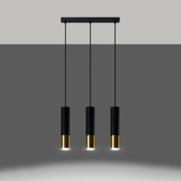 Sollux Lighting Loopez Steel Black/golden 3L Light Classic Pendant Ceiling Light - thumbnail 2